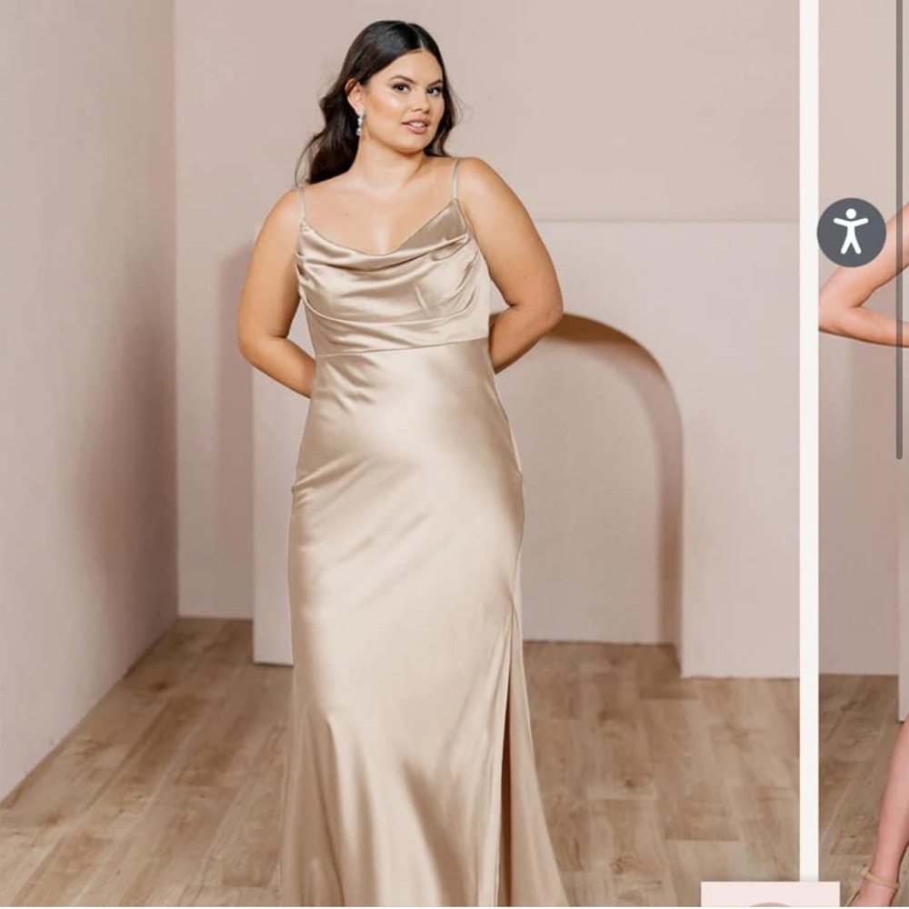 Revelry Champagne Gold Satin Skye Dress